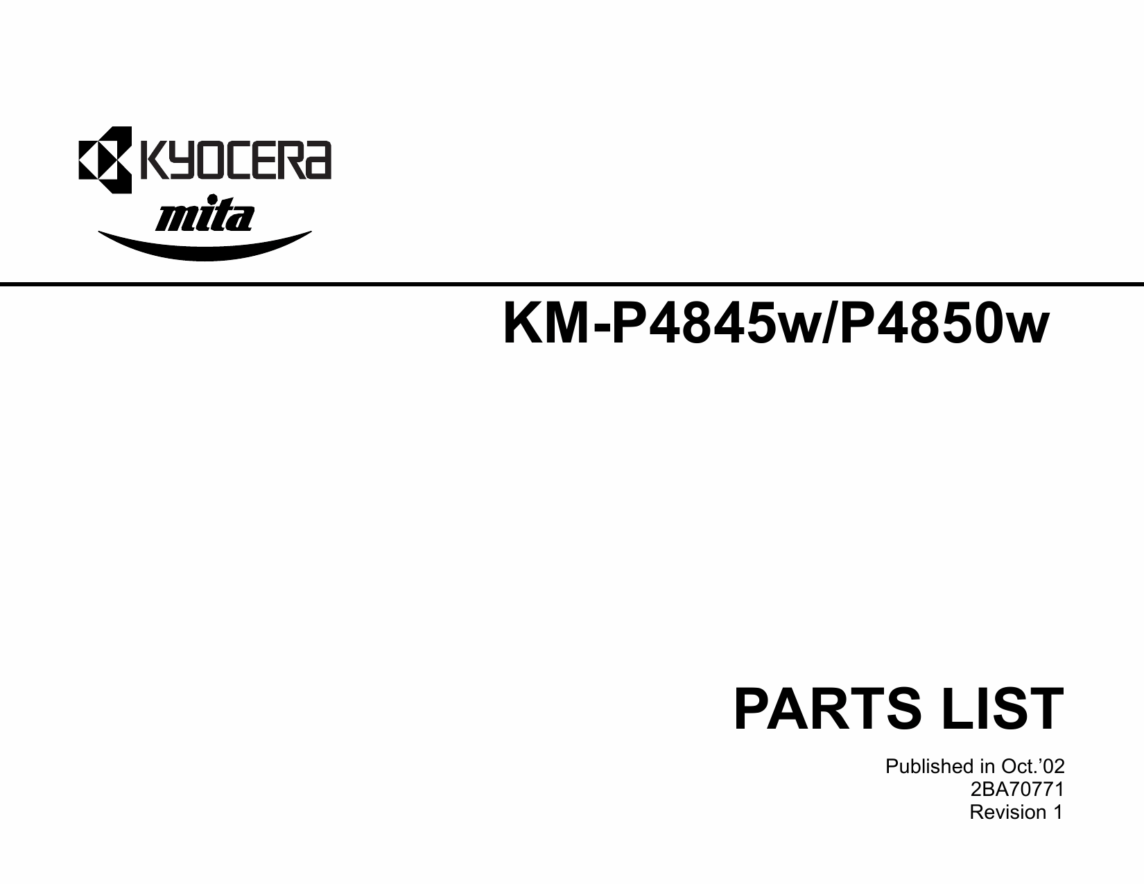 KYOCERA WideFormat KM-4845w 4850w Parts Manual-1
